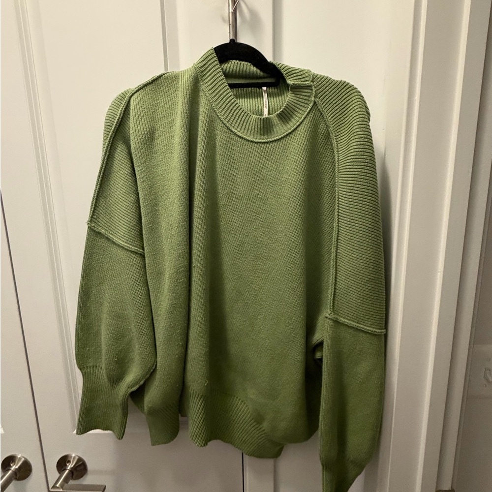 Free People Oversized Green Crewneck Sweater